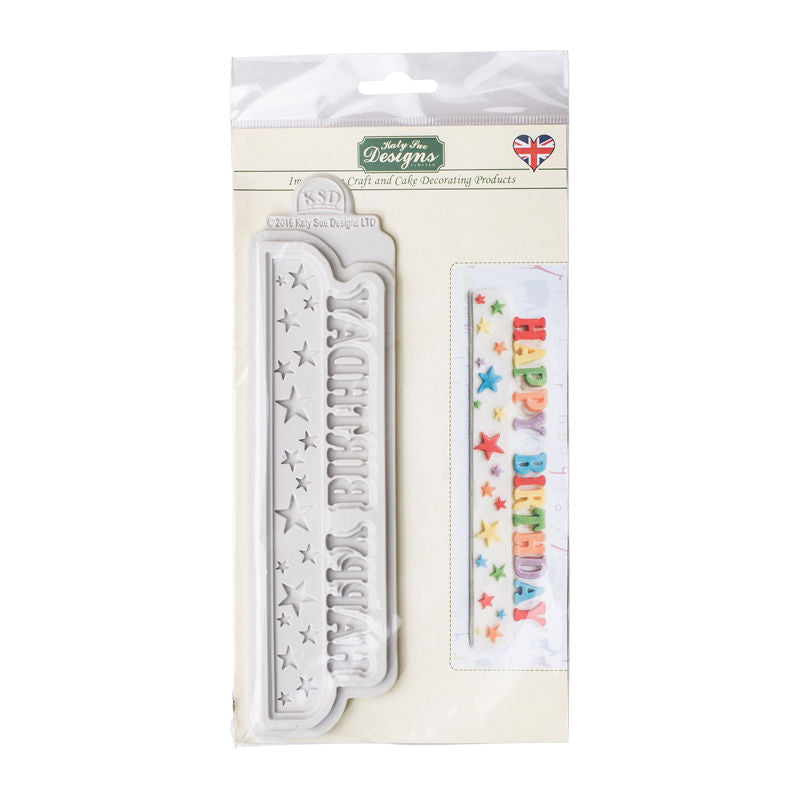 Katy Sue Happy Birthdady Star Plaque Silicone Mould Cp0016  - 1 Pc