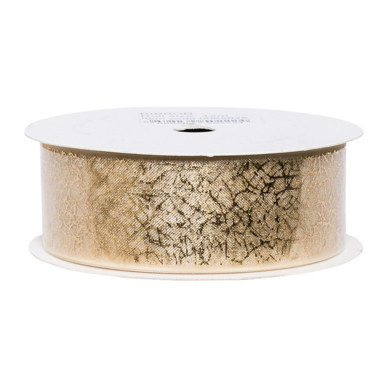 Redman Ribbon Beige W Gold Print 25Mmx12M - 1 Pc