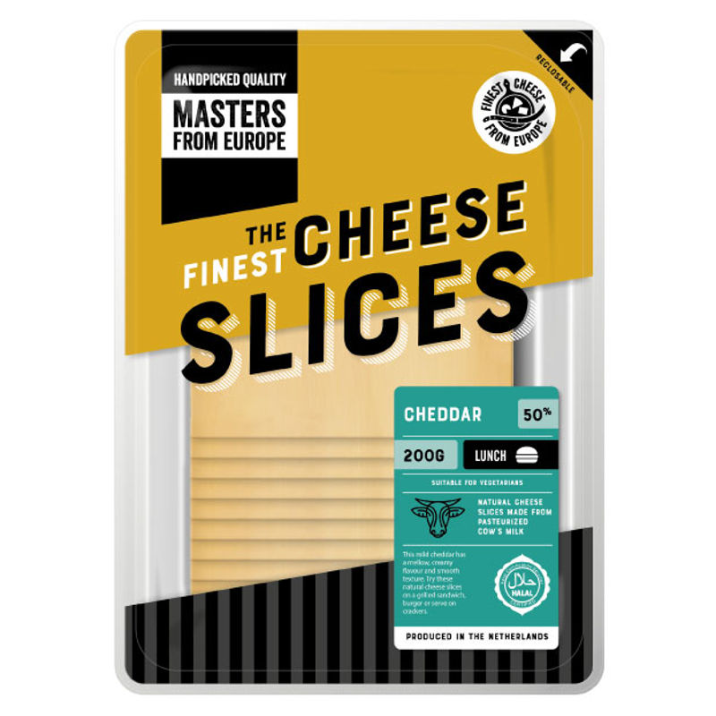 Masters From Europe Cheddar Cheese Natural Slices  - 200 G