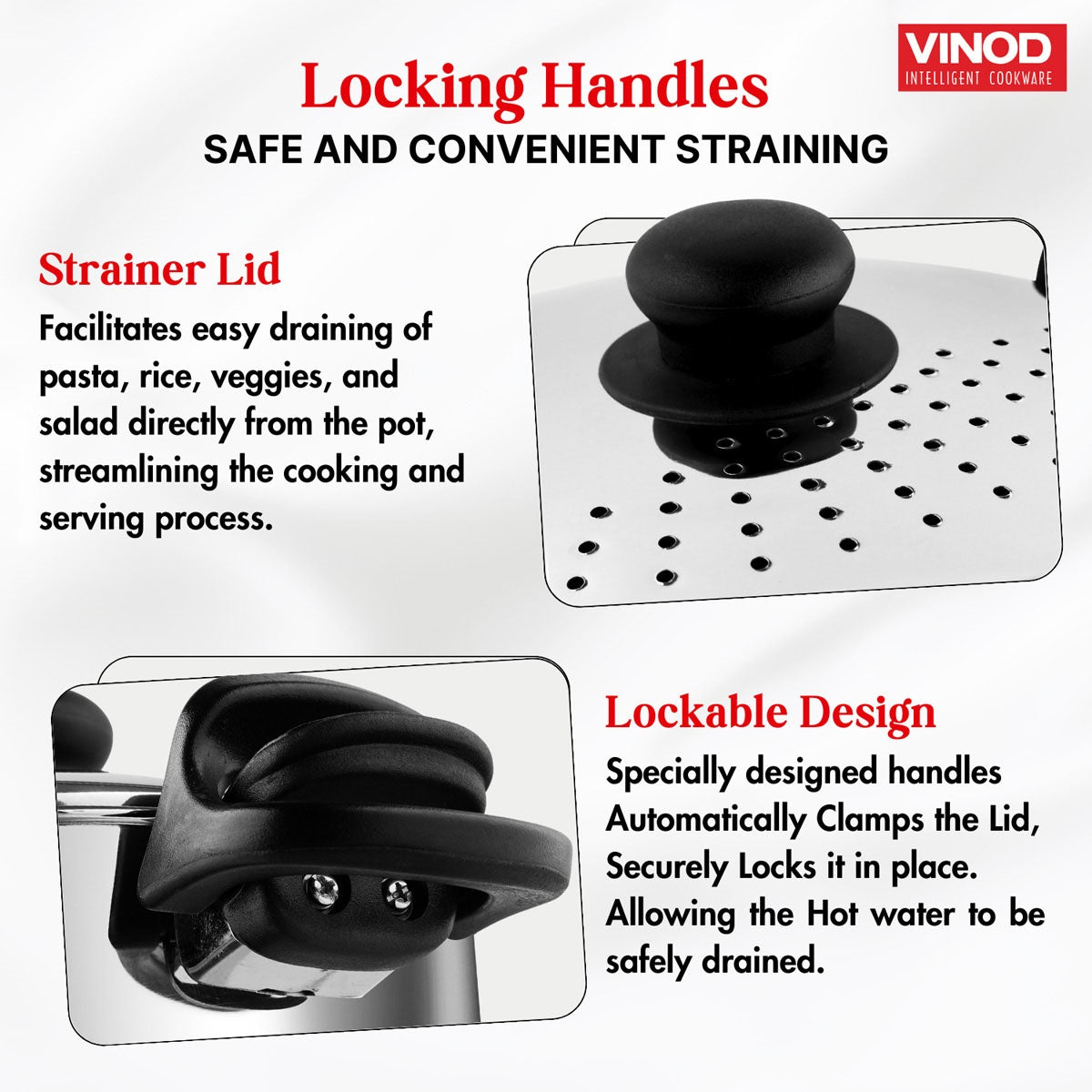 Vinod Stainless Steel Pasta Pot with Strainer lid -6.8 L - STPL