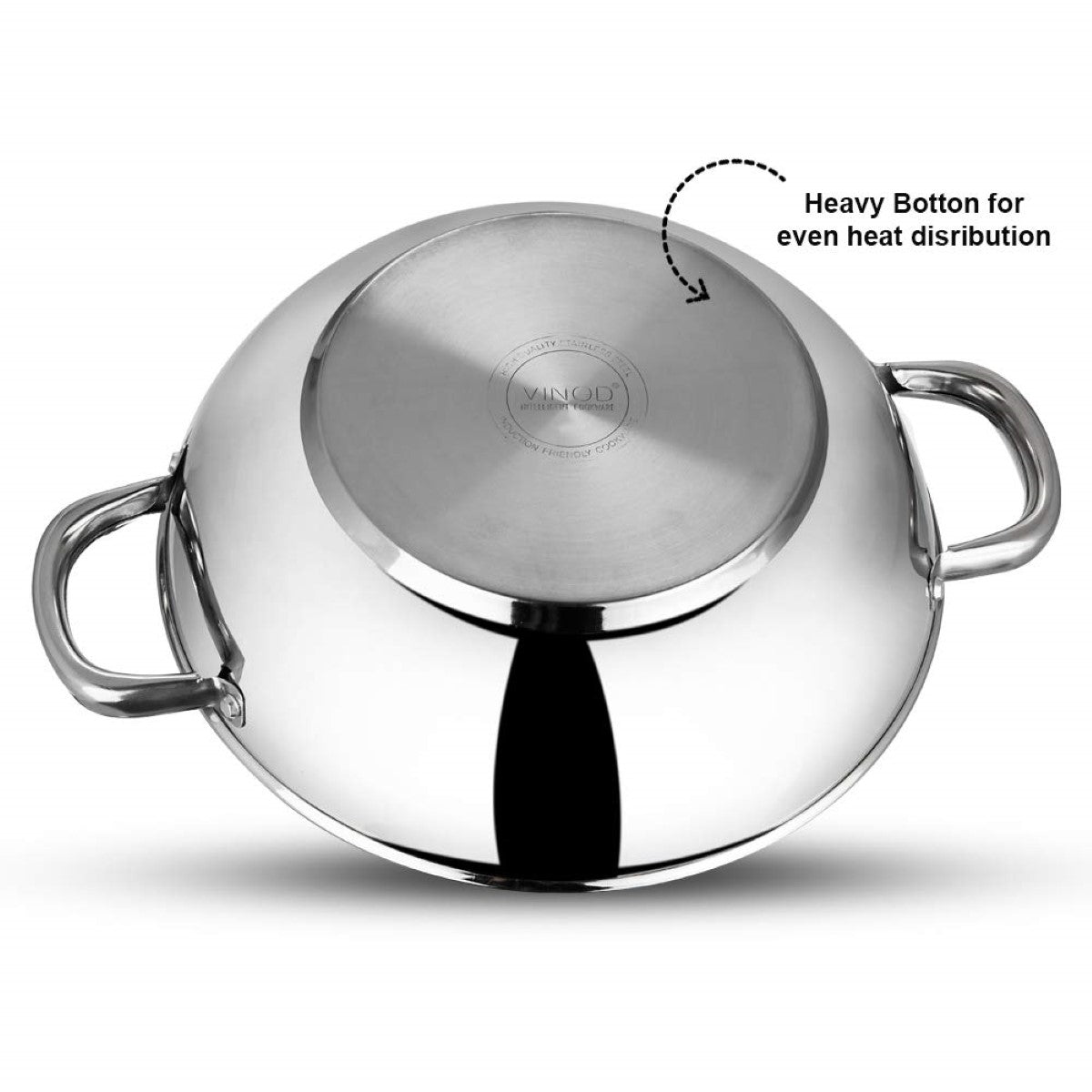 Vinod Stainless Steel 3 Piece Induction Friendly Modena Set, Kadai with Glass Lid - 2.7 L - 3MOD