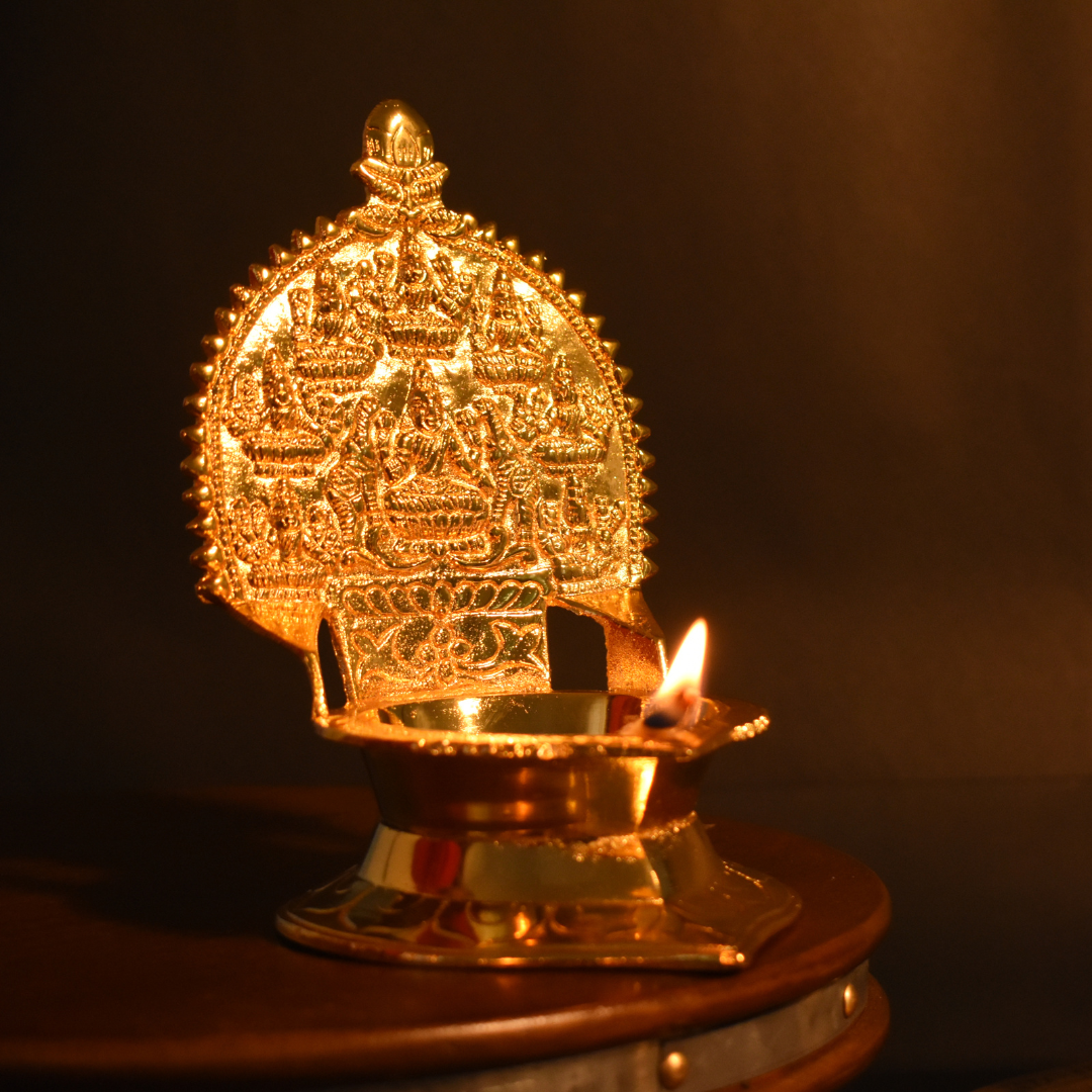 Authentic Gold Plated Brass Astalakshmi Diya - 600 g