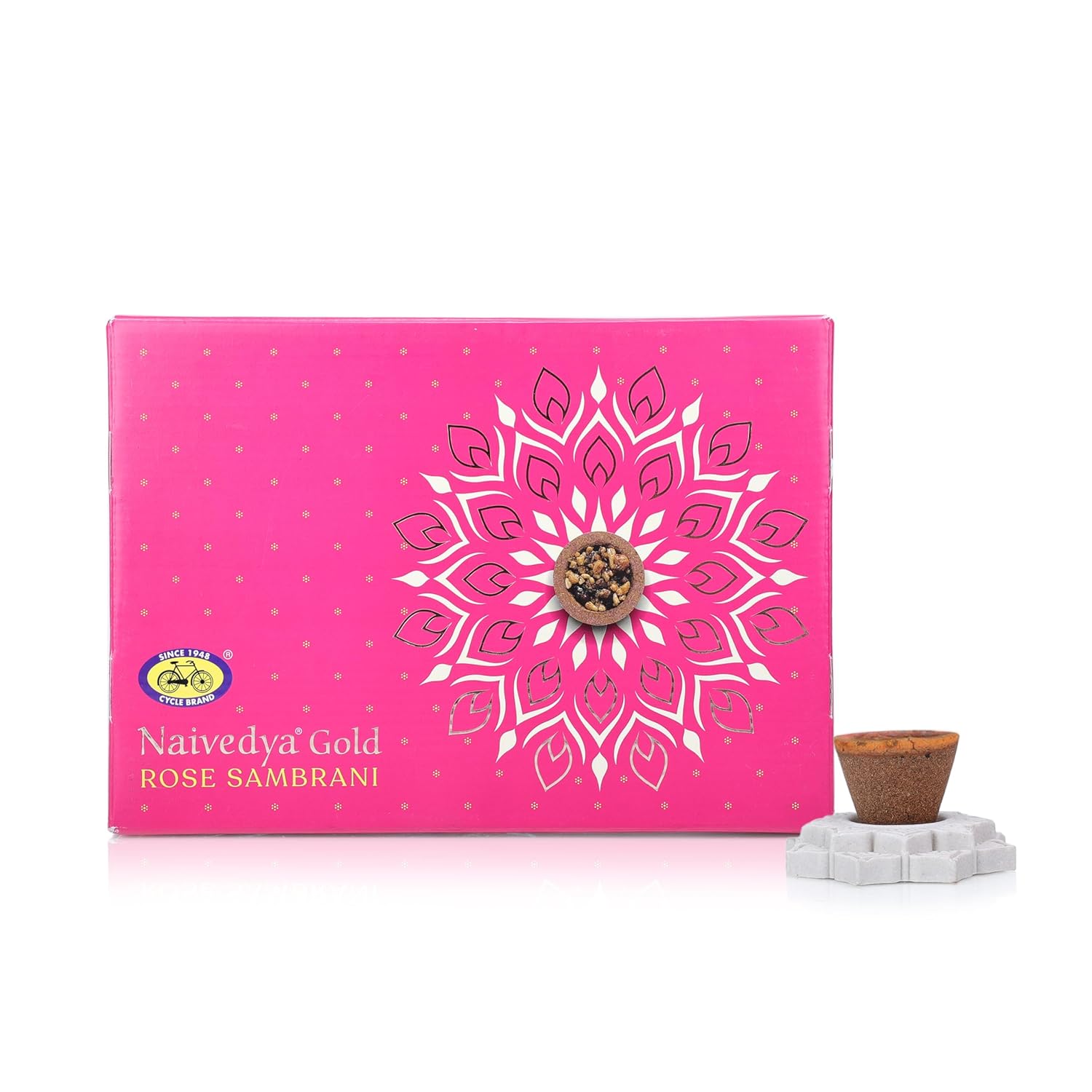 Cycle Pure Naivedya Gold Sambrani Dhoop Cups (Rose) - 1 Box (18 Pcs)