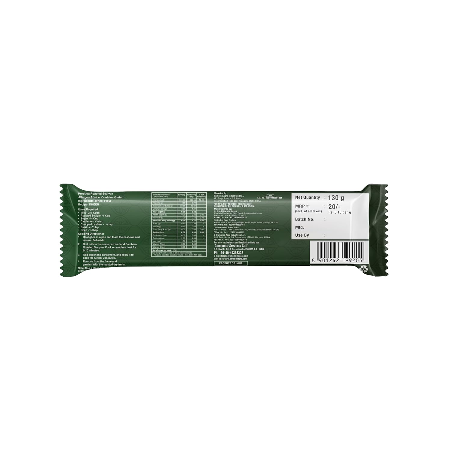 Bambino Thin Roasted (Seviyan) Vermicelli - 130 g