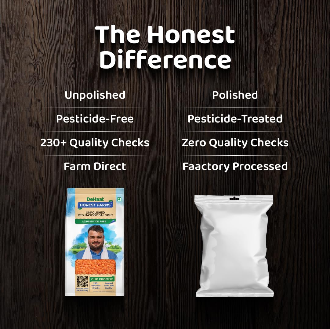 DeHaat Honest Farms Pesticide Free Unpolished Red Masoor Dal Split - 500 g