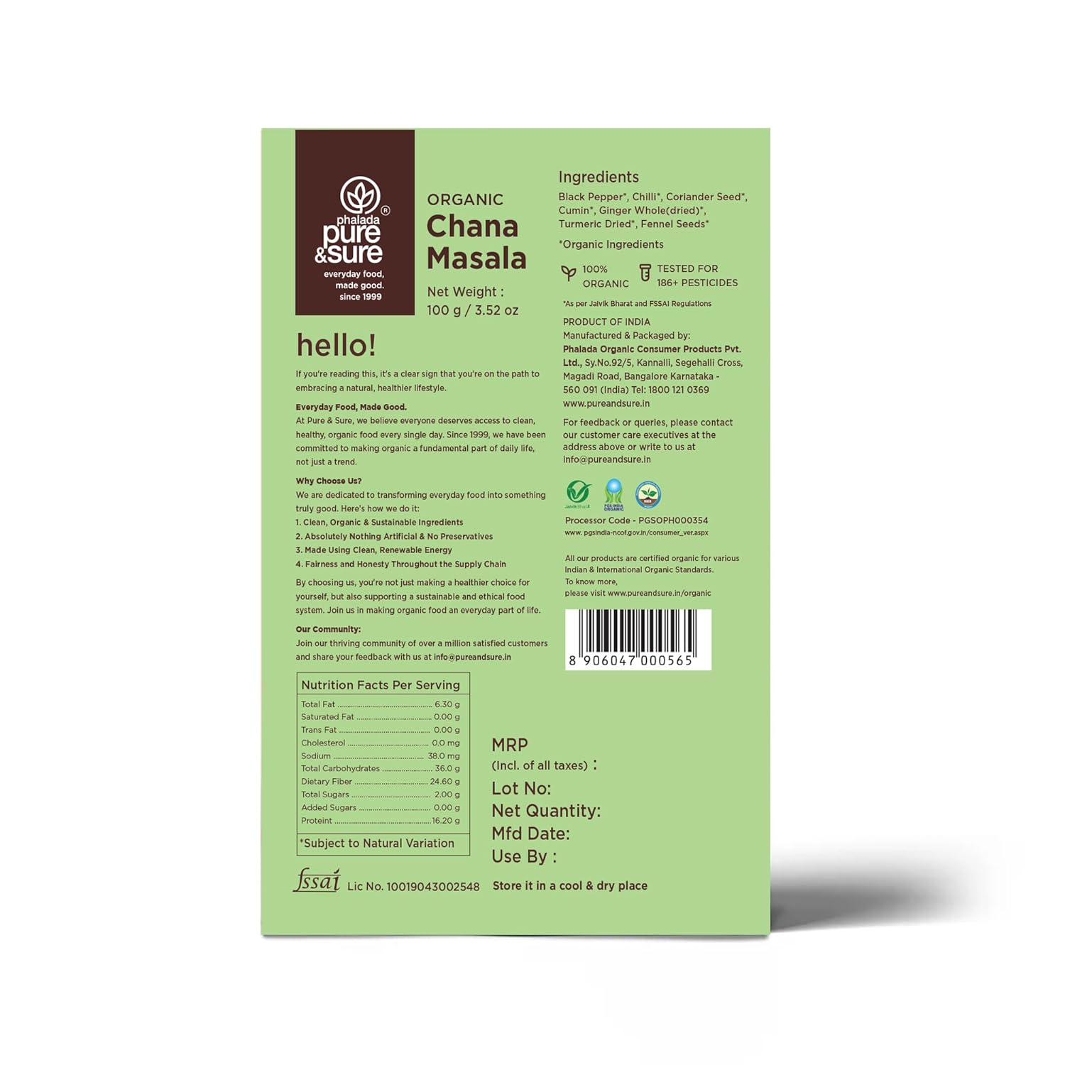 Phalada Pure & Sure Organic Channa Masala - 100 g