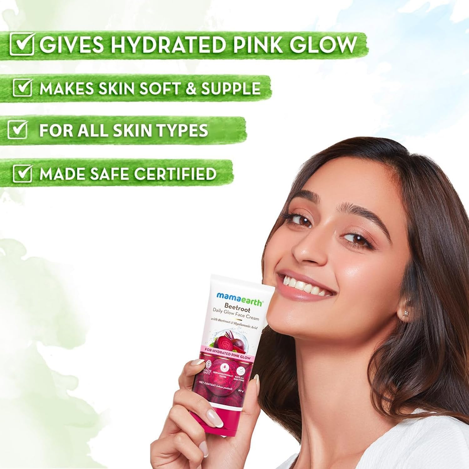 Mamaearth Beetroot Daily Glow Face Cream With Beetroot & Hyaluronic Acid (Certified ORGANIC) - 80 g