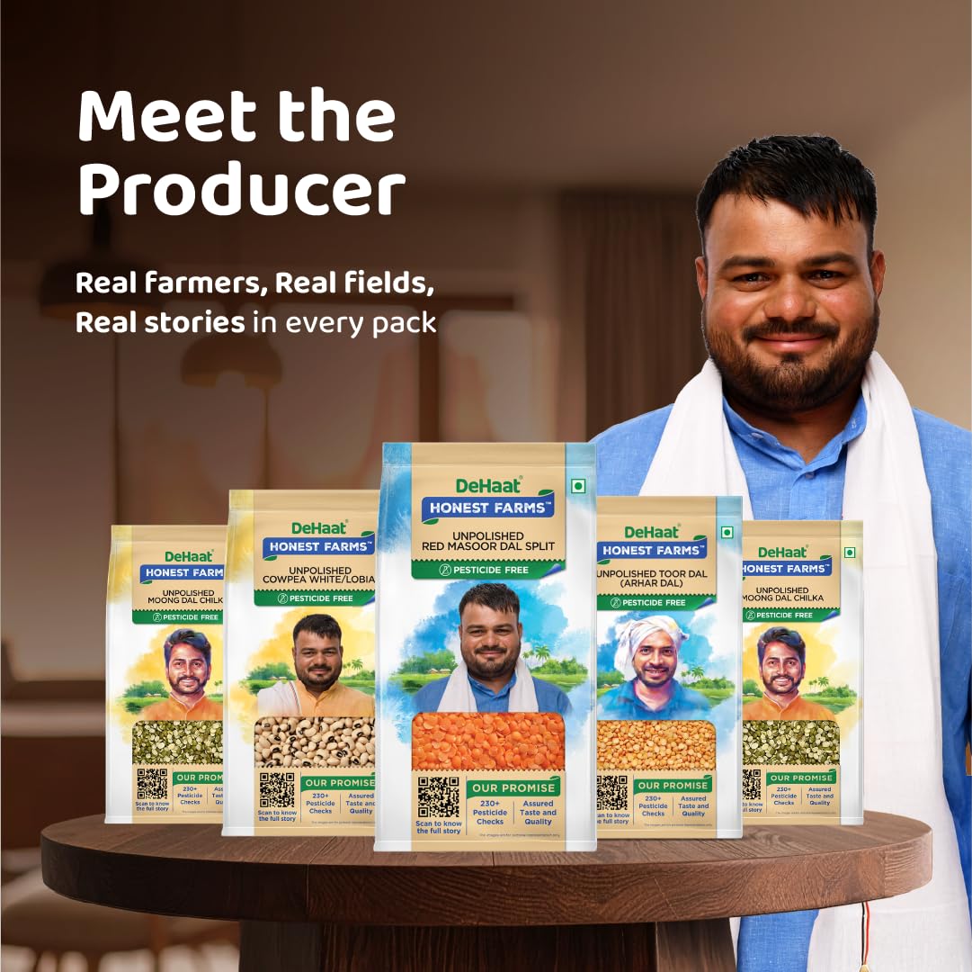 DeHaat Honest Farms Pesticide Free Unpolished Red Masoor Dal Split - 500 g