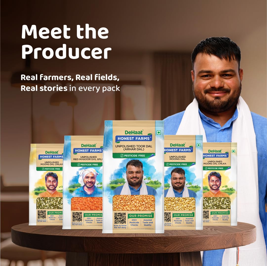 DeHaat Honest Farms Pesticide Free Unpolished Toor Dal (Arhar Dal) - 500 g