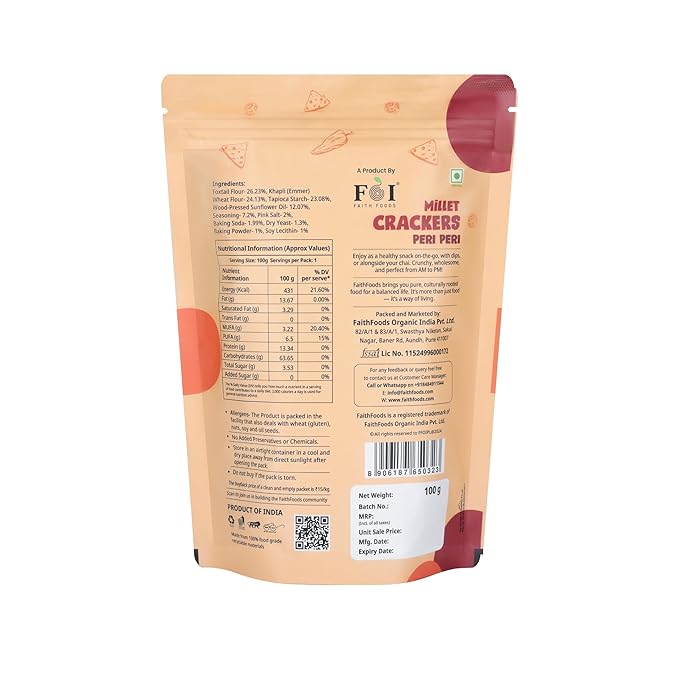 Faith Foods Millet Crackers Peri Peri - 100 g