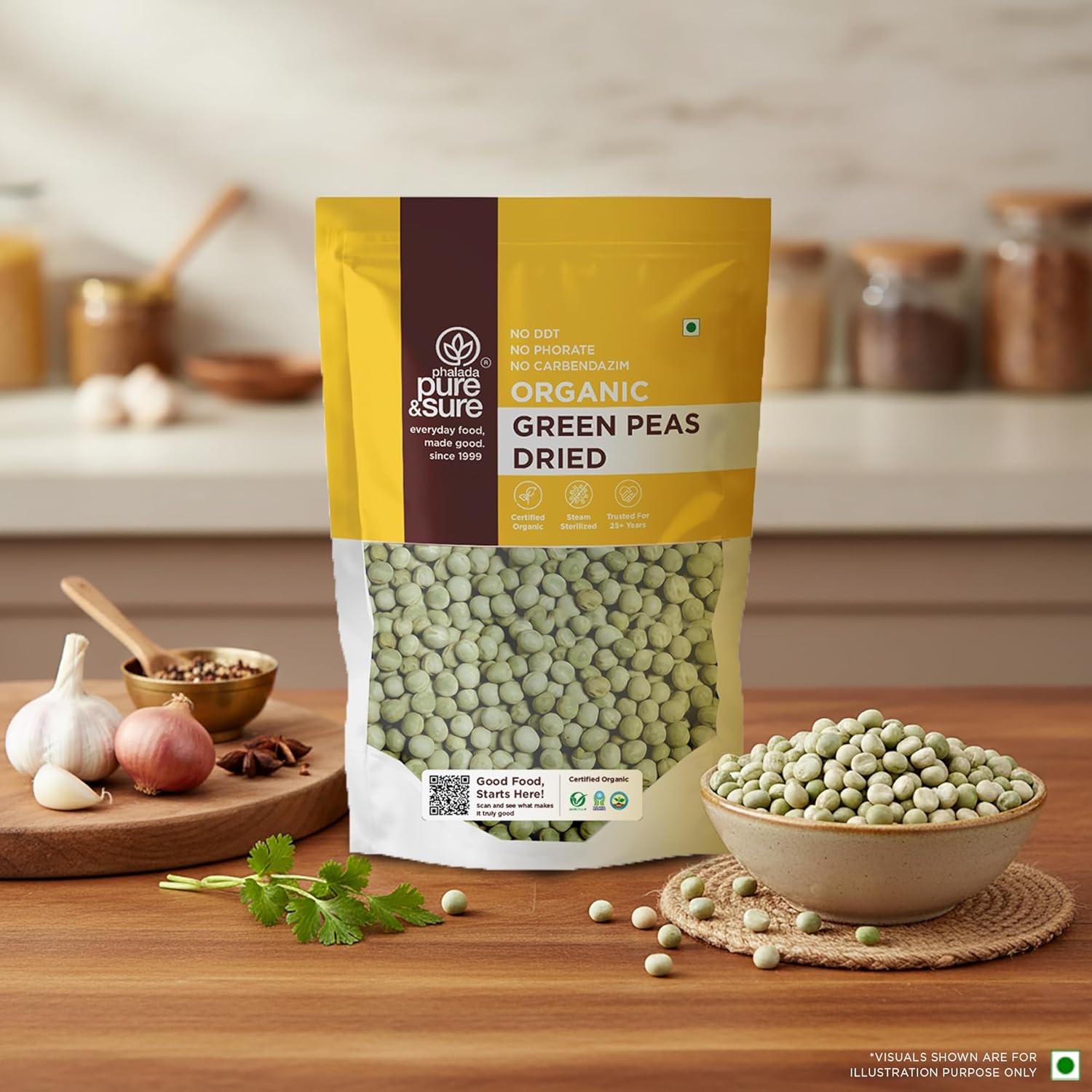 Phalada Pure & Sure Organic Green Peas (Matar) Dry - 500 g