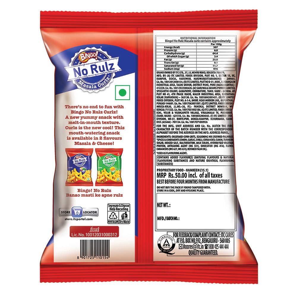 Bingo NO RULZ CURLZ Masala - 90 g