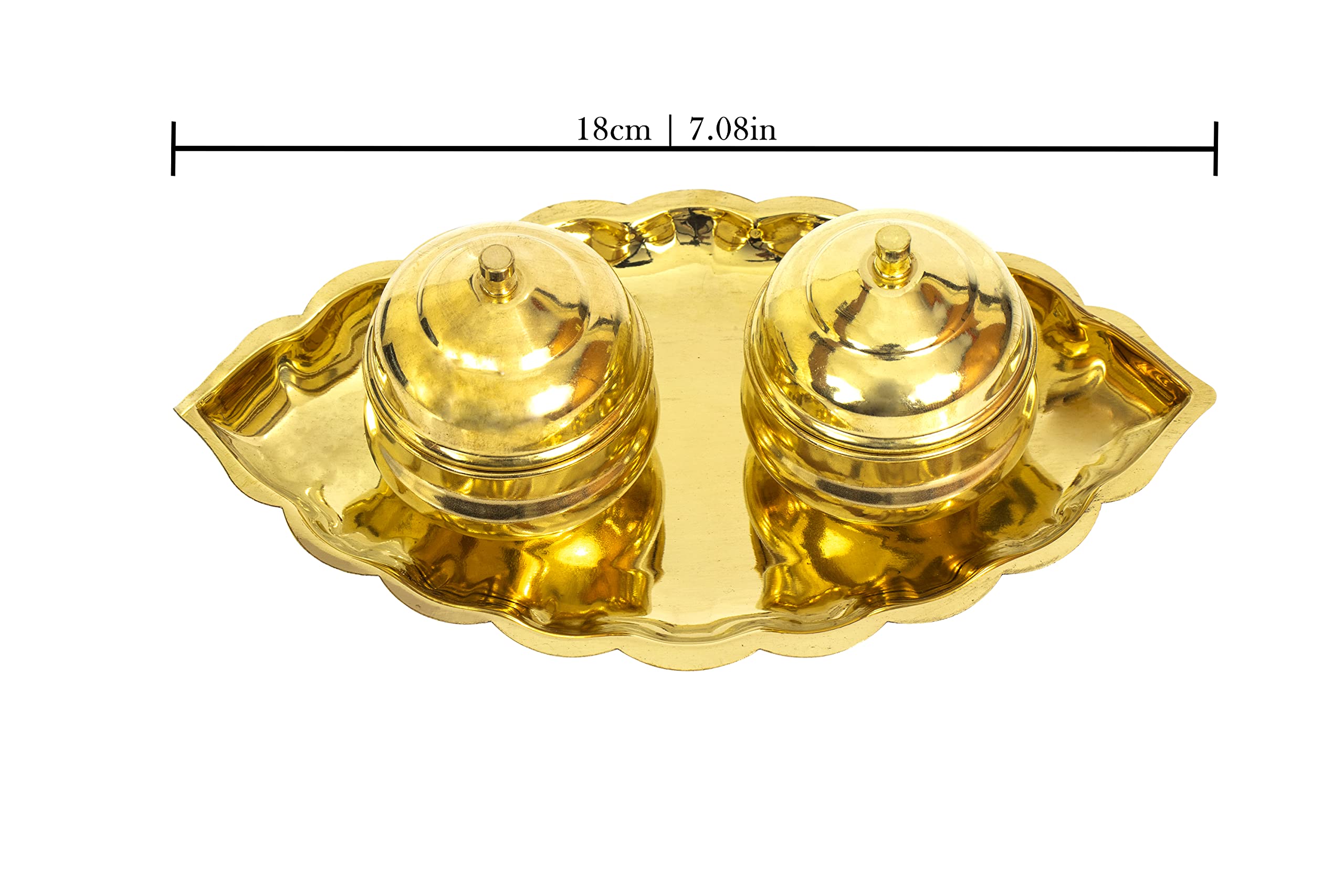 Authentic Gold Plated Brass Thali Kumkum Haldi Holder Plate - 1 Pc