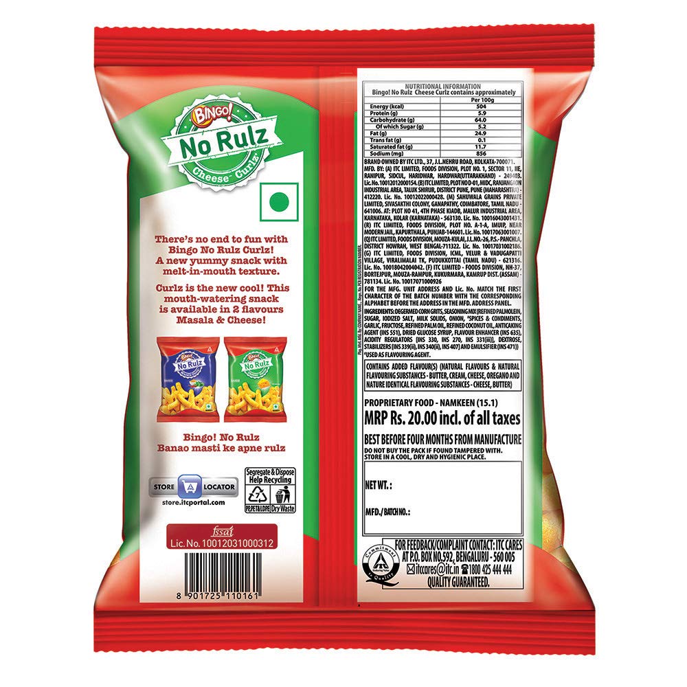 Bingo NO RULZ CURLZ Cheese - 90 g