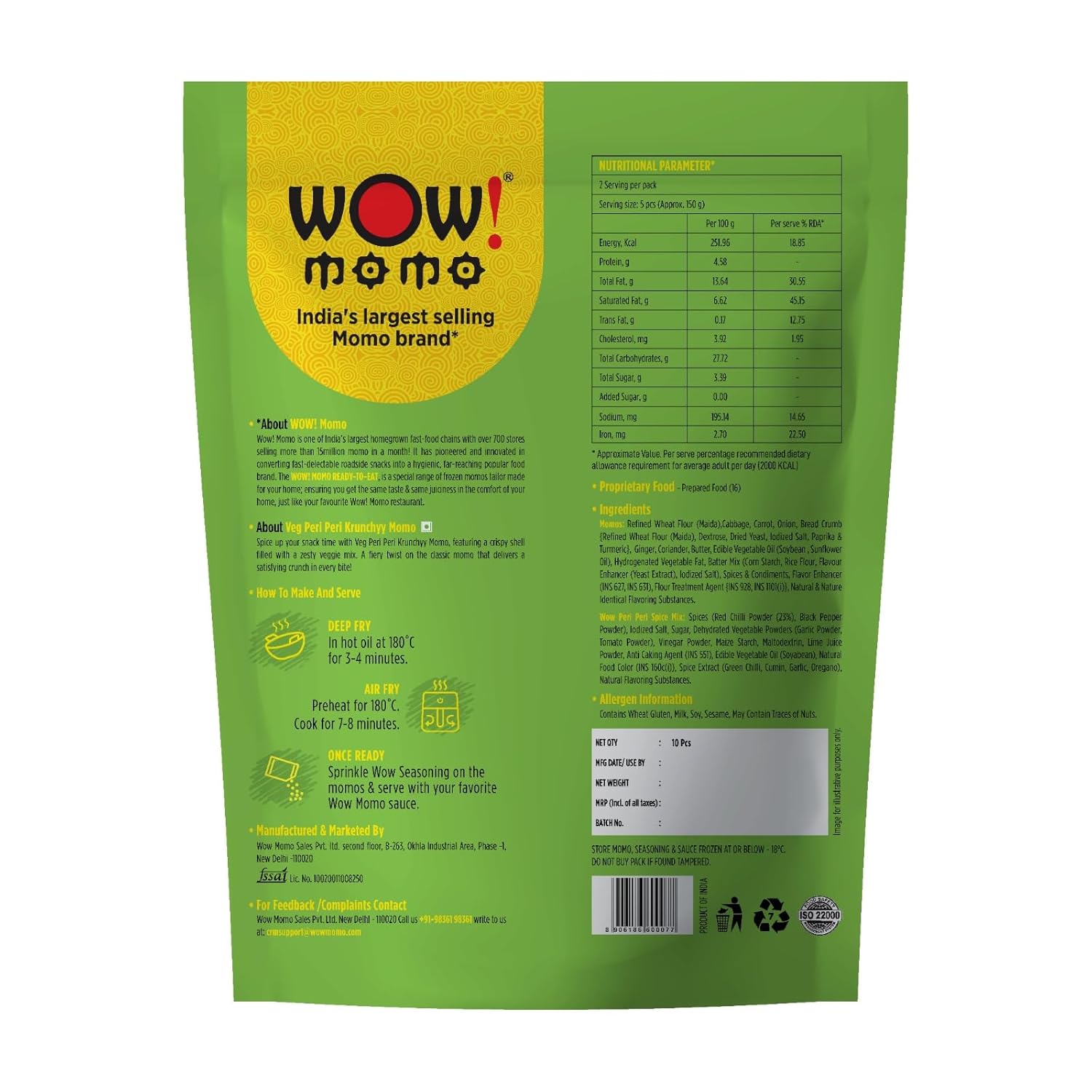 WOW MOMO Krunchy Veg Peri Peri Momos - 270 g