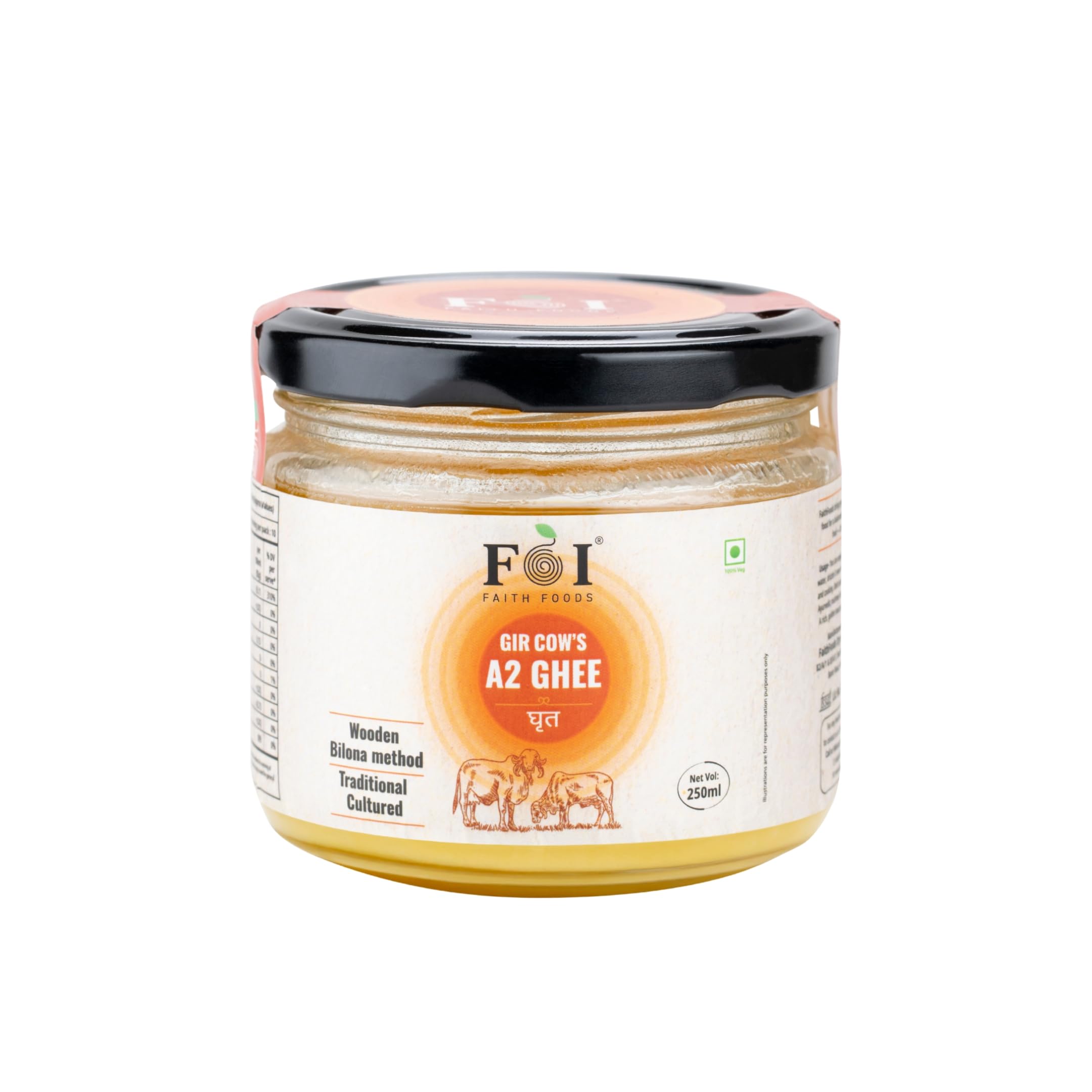 Faith Foods Premium A2 Gir Cow Ghee - 250 ml