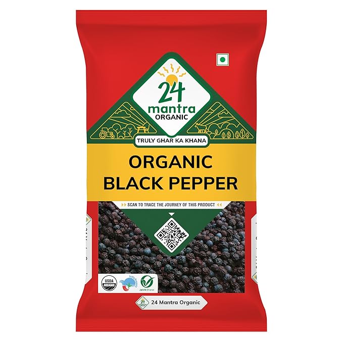 24 MANTRA Black Pepper Seeds(Certified ORGANIC) - 100 g