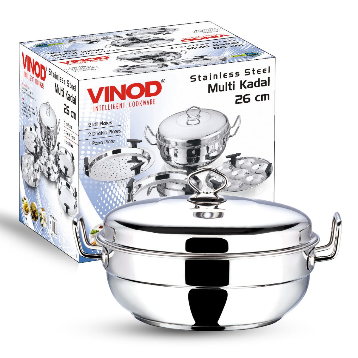 Vinod Stainless Steel Multi Kadai - 5 Plates (26 cm) - SSMUKD26