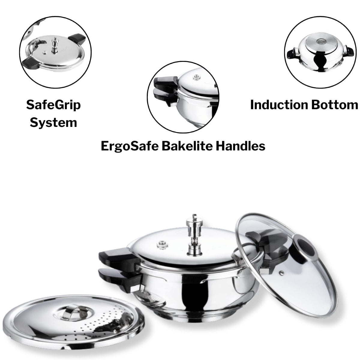 Vinod Magic Stainless Steel Smart 3 in 1 Pressure Cooker - 5.5 L - SMGPC55