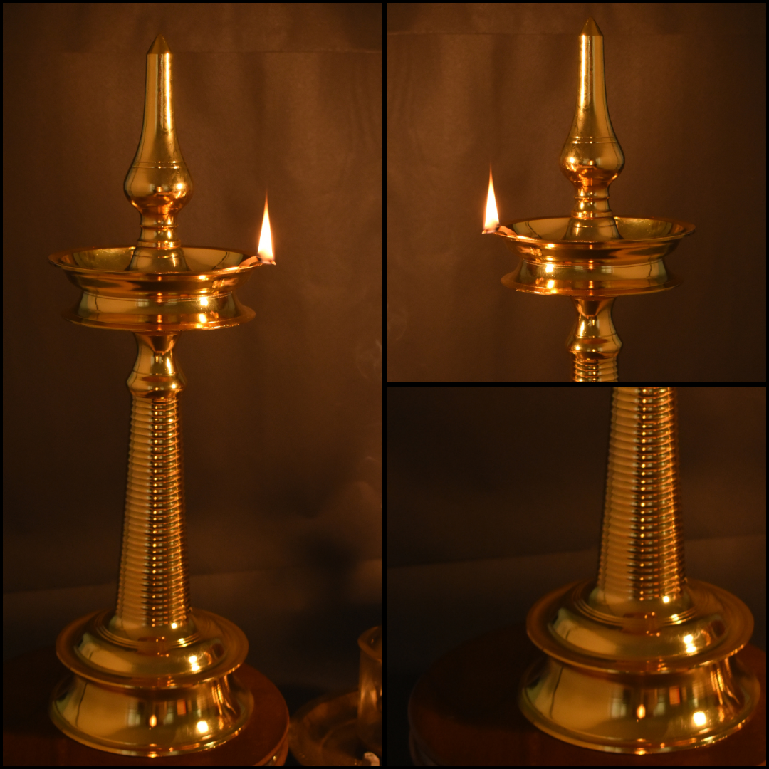 Authentic Gold Plated Brass Kerala Lamp Nilavilakku - 2 pc