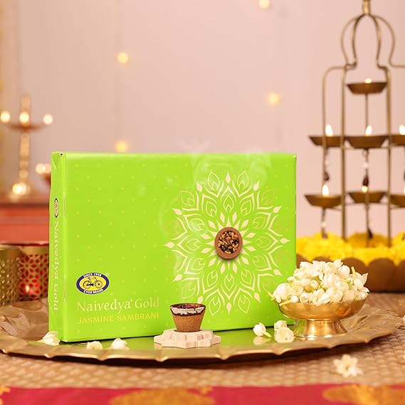 Cycle Pure Naivedya Gold Sambrani Dhoop Cups (Jasmine) - 1 Box (18 Pcs)