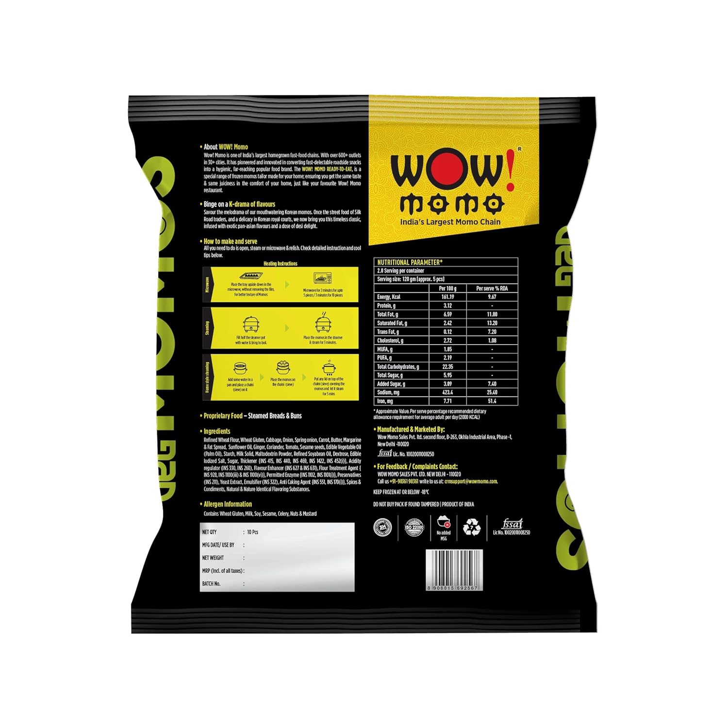 WOW MOMO Korean Veg Momos - 240 g