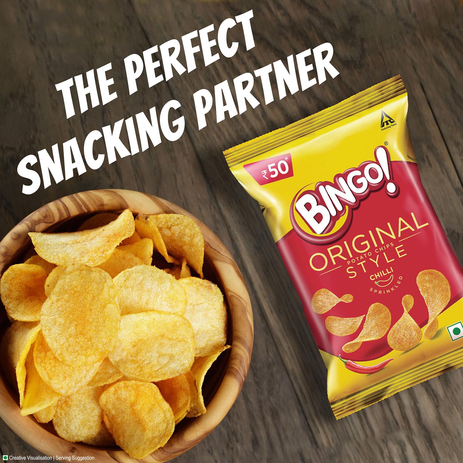 Bingo Original Style Chilli Sprinkled Spicy Potato Chips - 90 g