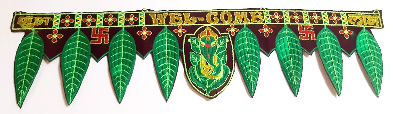 Handmade Welcome Ganesha Cotton Wall Hanging Toran - 1 Pc