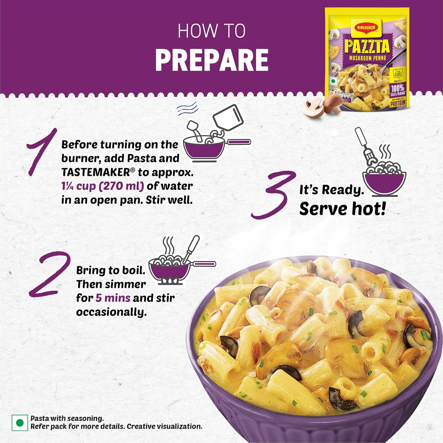 Maggi Pazzta Instant Pasta Mushroom Penne -68.5 g