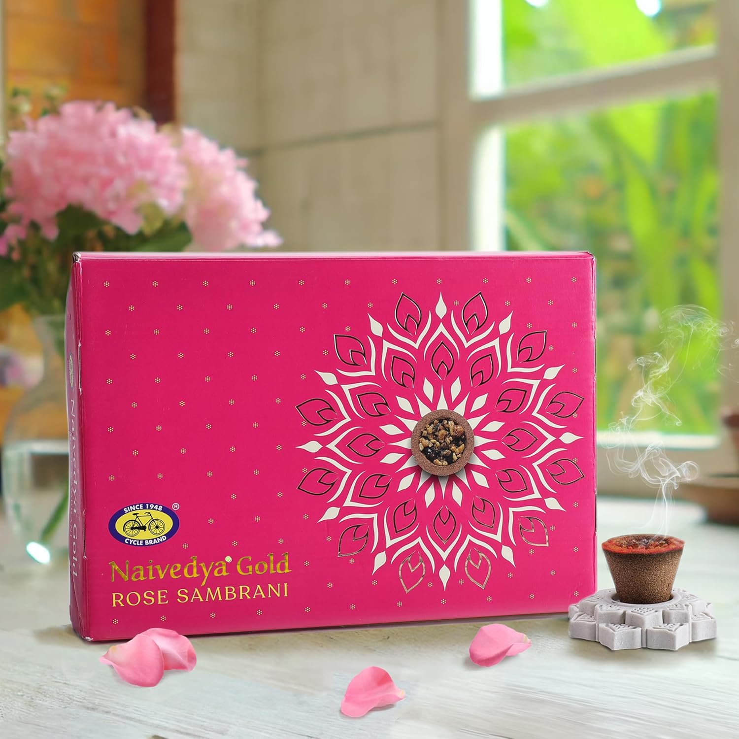 Cycle Pure Naivedya Gold Sambrani Dhoop Cups (Rose) - 1 Box (18 Pcs)