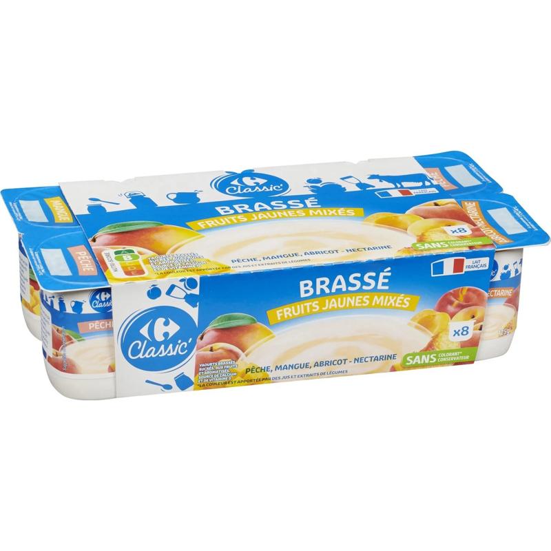 Carrefour Yellow Fruits Pieces Yogurt  - 125 G