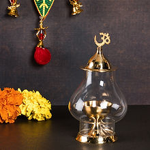 Brasshouse Brass Glass Akhand  Table Diya - 1 pc