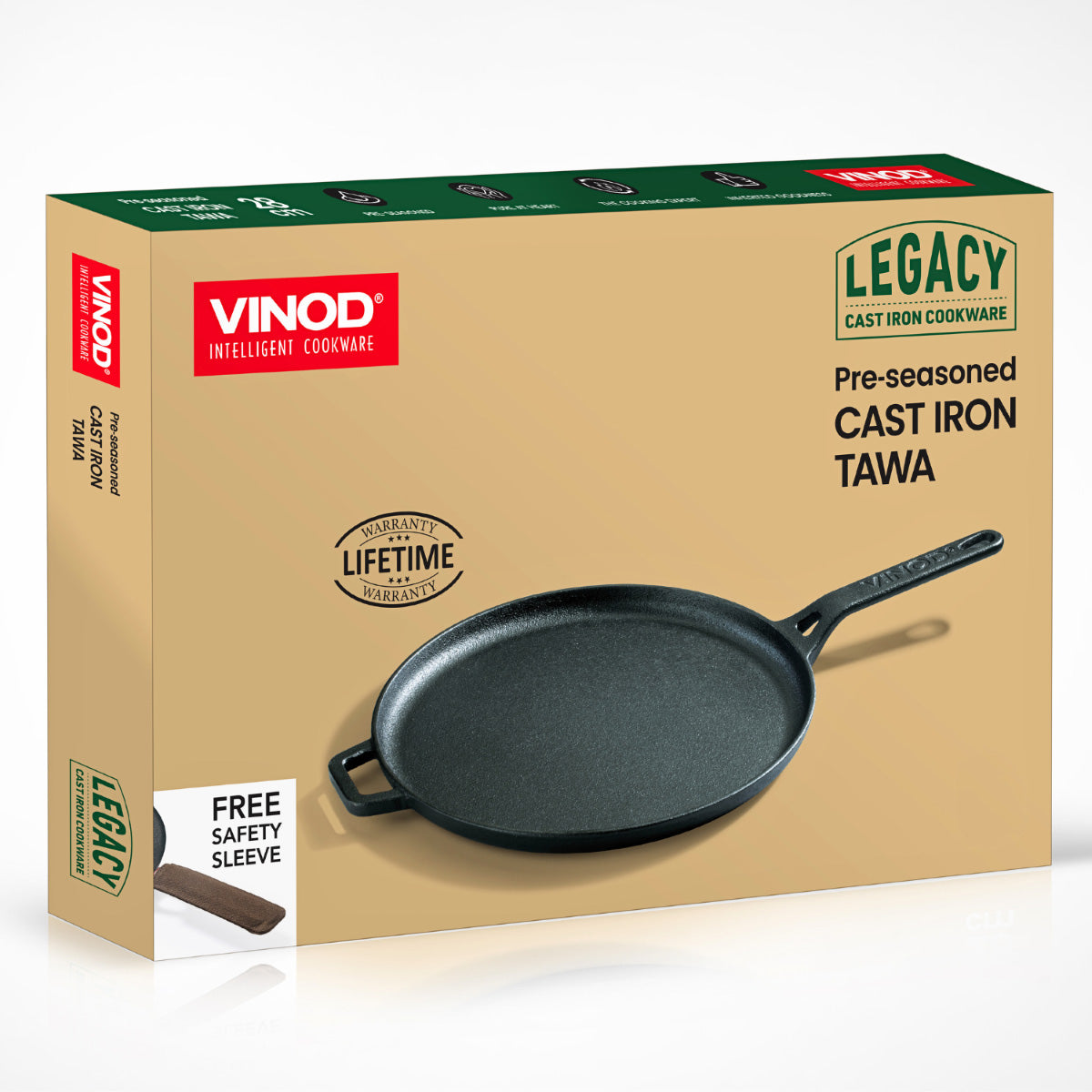 Vinod Legacy Pre-Seasoned Cast Iron Dosa Tawa - 28 cm - LCIDT28
