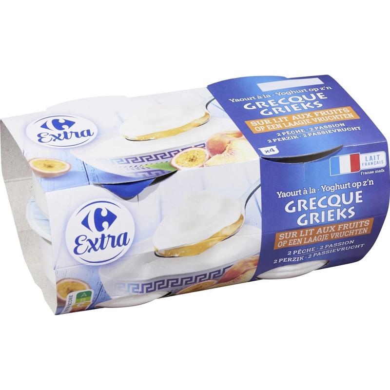 Carrefour Greek Peach Pass Fruits Yogurt  - 150 G