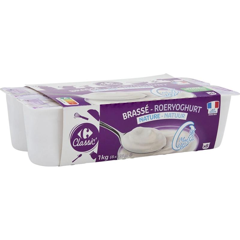Carrefour 0% Fat Stirred Plain Yogurt  - 125 G