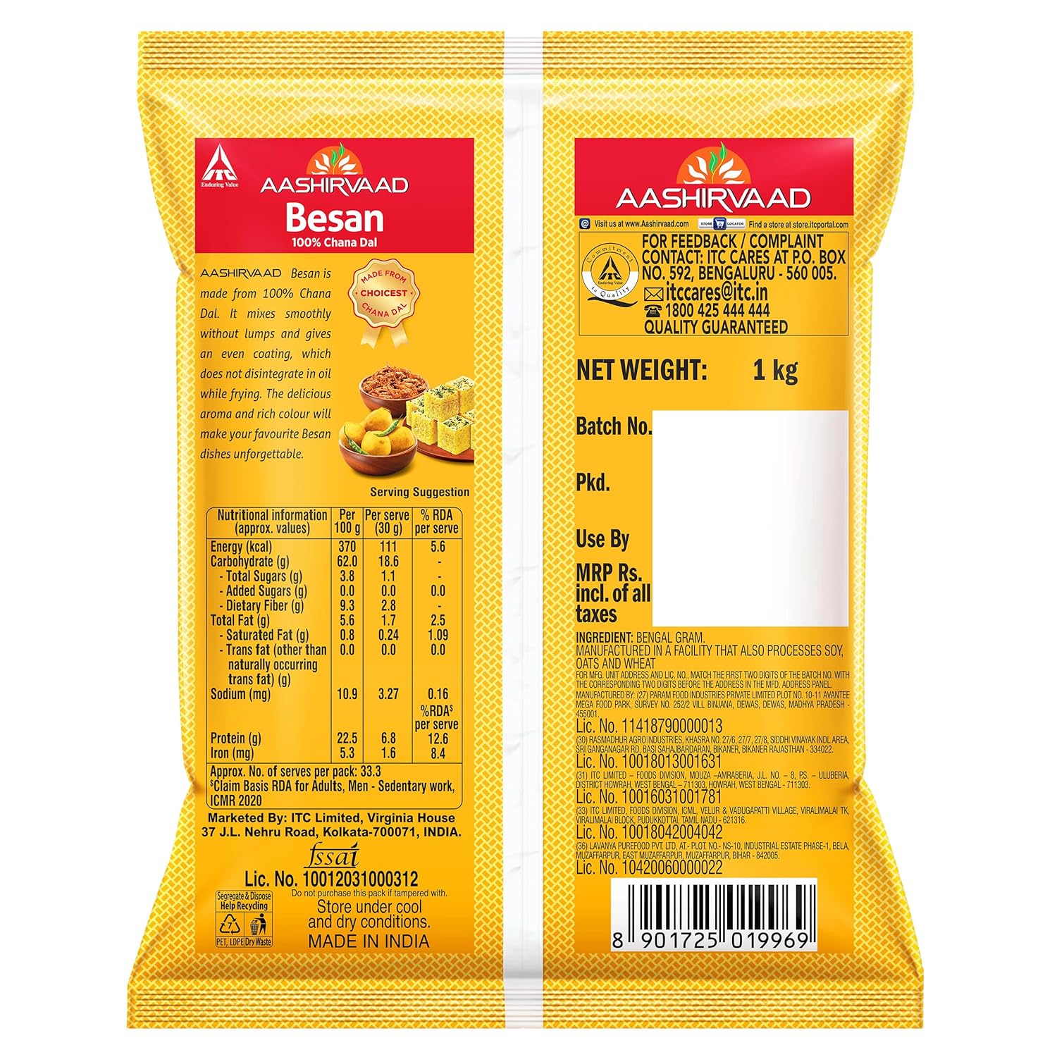 Aashirvaad 100% Bikaneri Chana Dal Besan Flour - 1 Kg