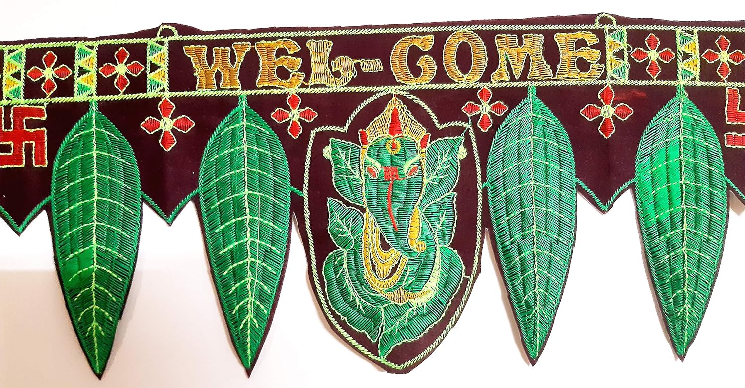 Handmade Welcome Ganesha Cotton Wall Hanging Toran - 1 Pc