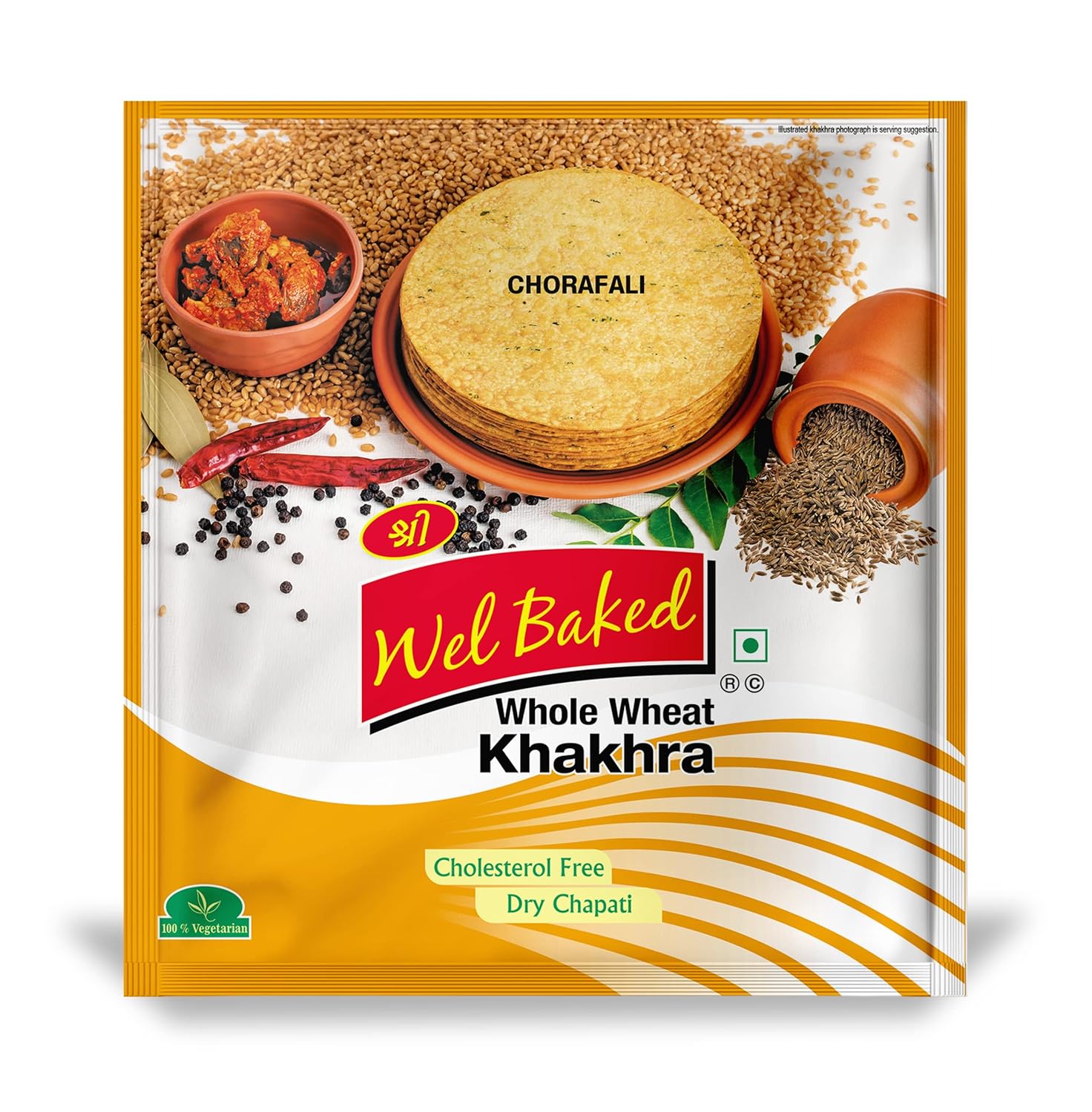 Wel Baked Whole Wheat Khakhra Chorafali - 200 g