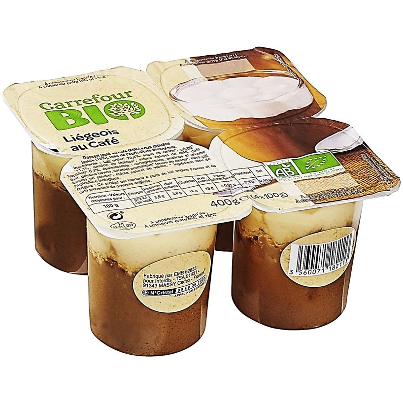 Carrefour Org Coffee Liegeois Cream Dessert  - 100 G