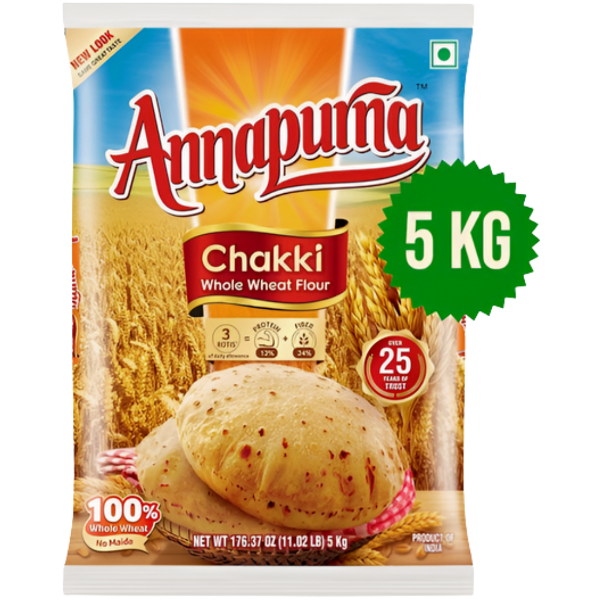 Annapurna Chakki Whole Wheat Atta Flour - 5 Kg