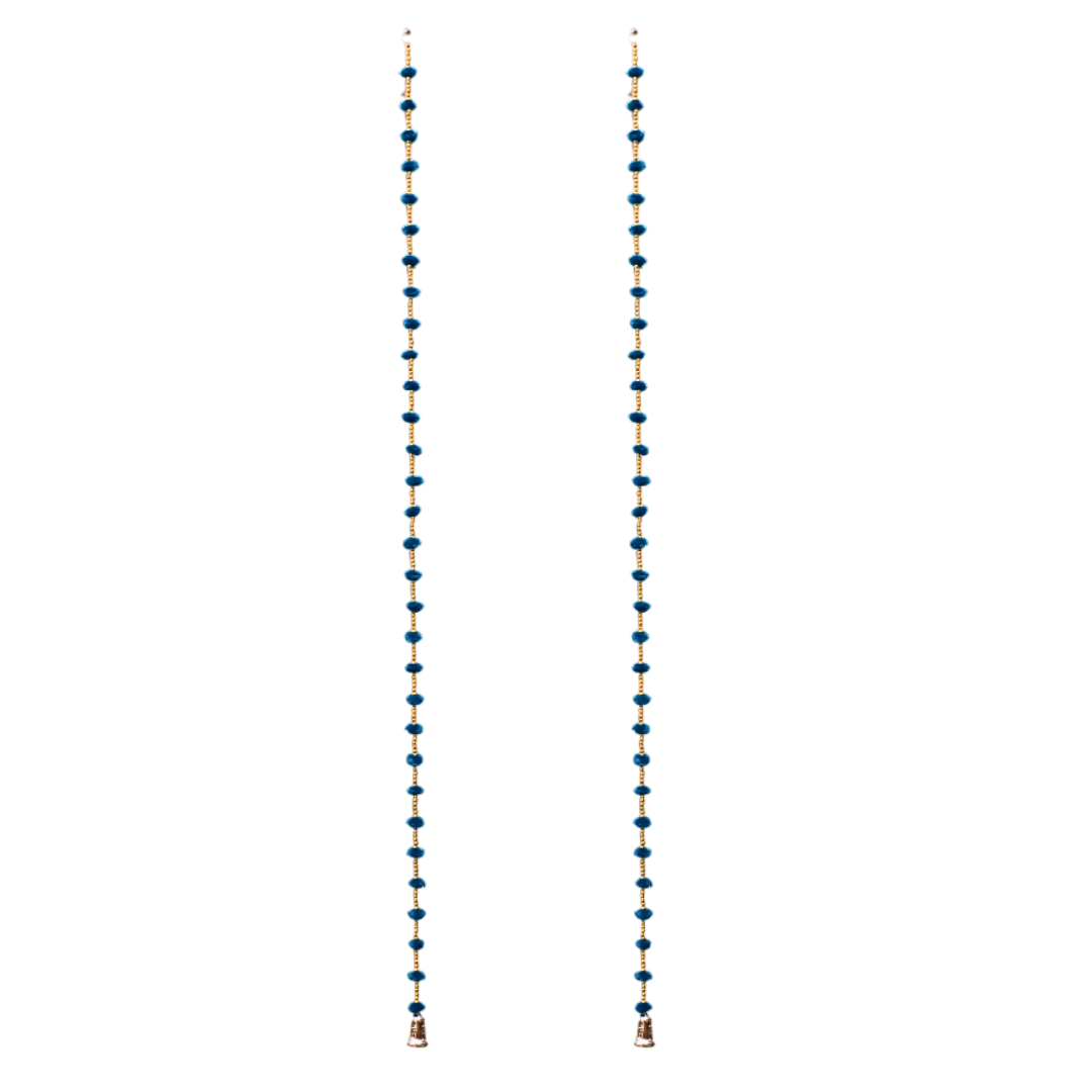 Artificial Decorative Pom Pom Garland Strings Sky Blue - Set Of 2