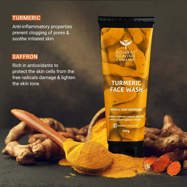 Bombay Shaving Company Turmeric Face Wash for Men & Women Tan Removal & Even Skin Tone - 100 g