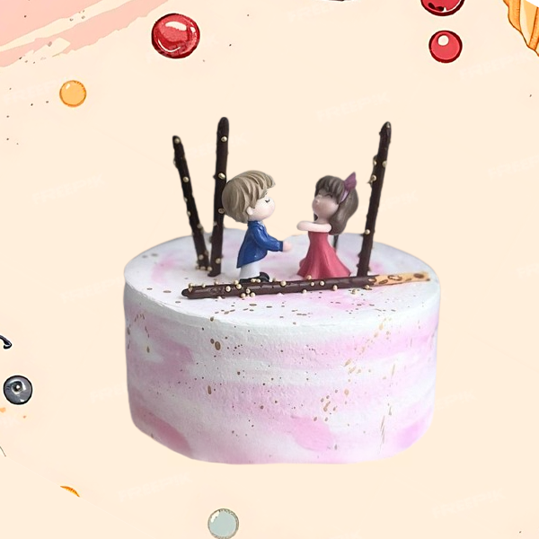 Eggless White & Pink Merged Couple Anniversary Themed Cake -