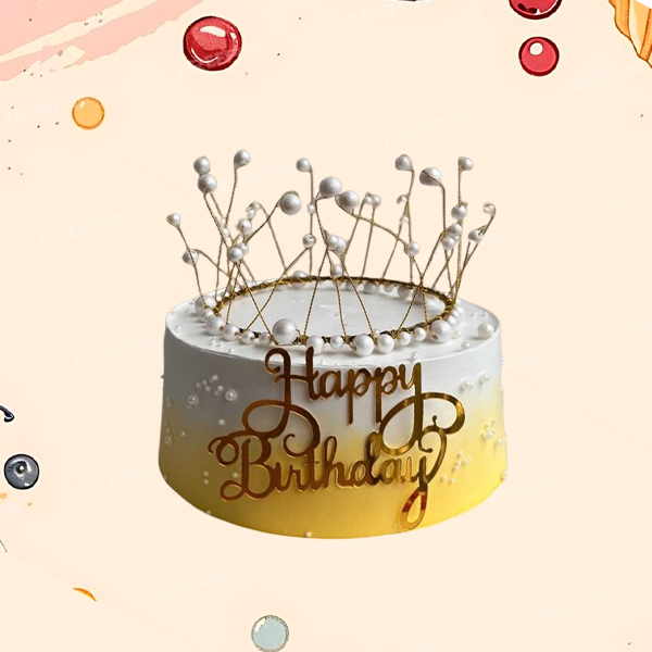 Eggless Pearl Crowned Themed Cake -