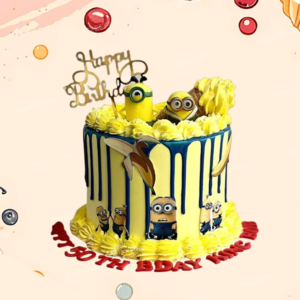 Eggless Crazy & Naughtiest Minions Themed Cake -
