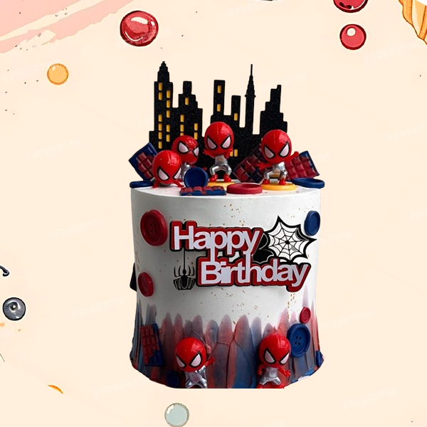 Eggless Spiderman's Epic Web Themed Cake -