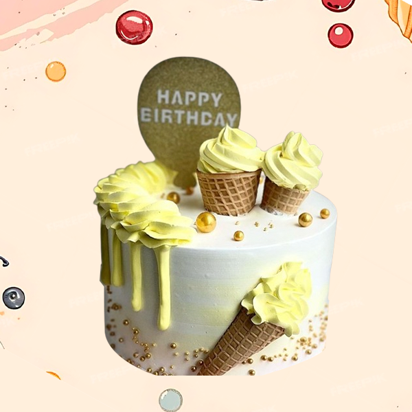 Eggless Creamy Ice Waffle Dream Themed Cake -