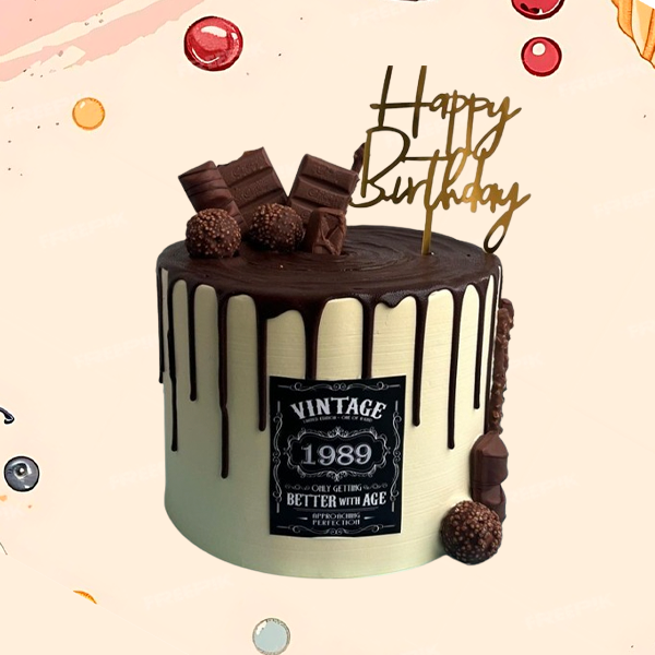 Eggless Chocolate Ferrero Vintage Style Cake -
