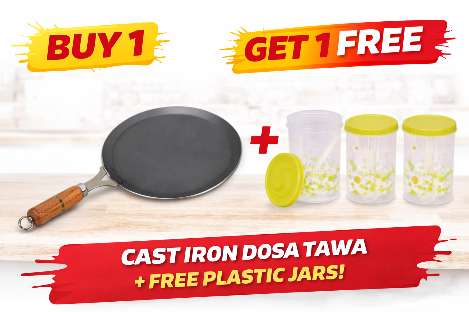 Vinod Zest Aluminium Non Stick Dosa Omni Tawa - 28cm - ZOT28 + FREE Lunch Box 1 Pc