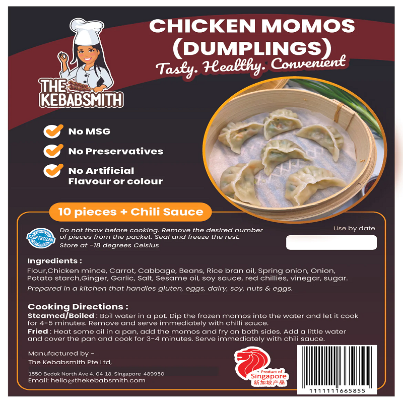 The Kebabsmith Chicken Dumpling Momos - 10 pcs